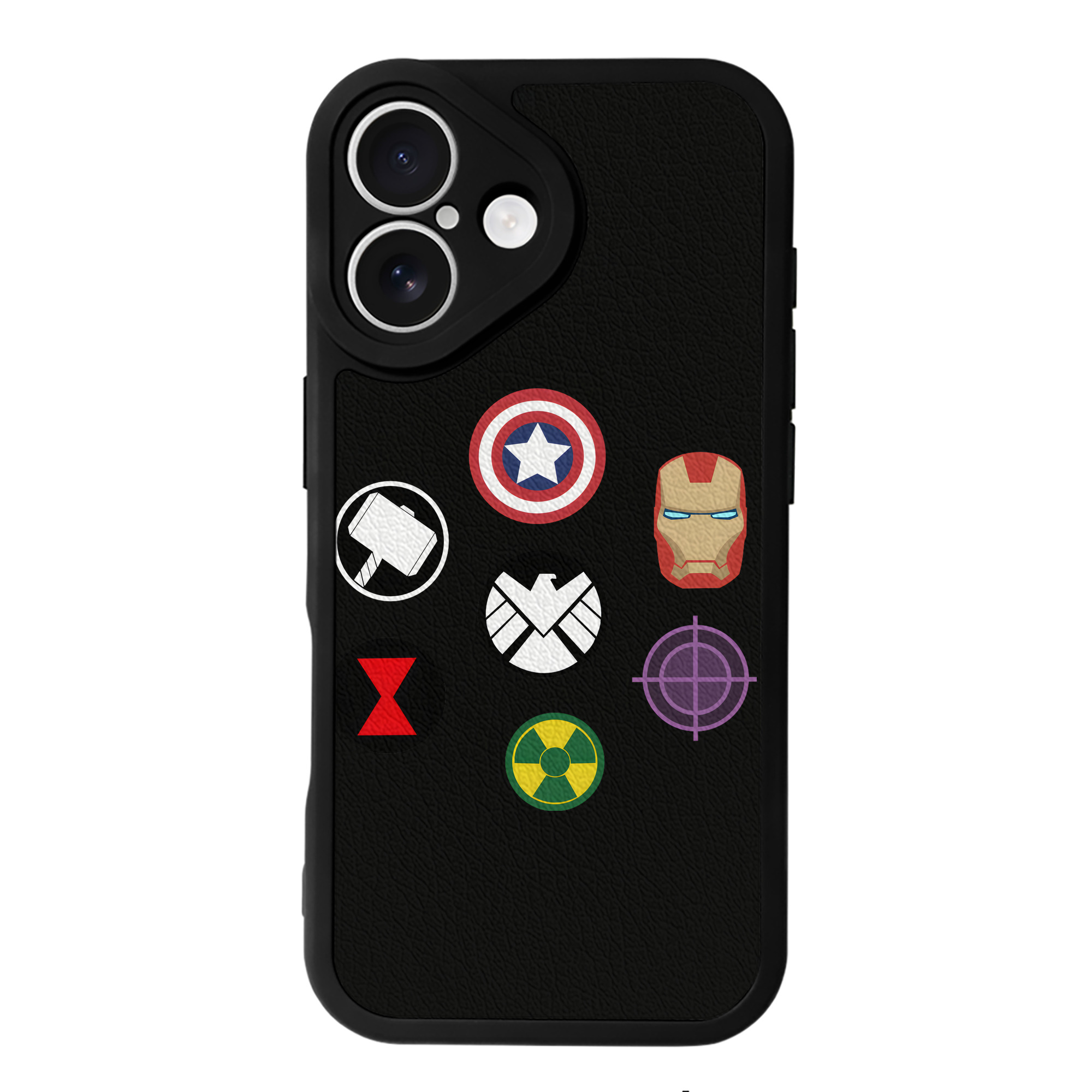 （画像用） アベンジャーズ The Avengers 【iPhone 16シリーズ対応】シリコンスマホケース（レザー調） 材質：シリコン